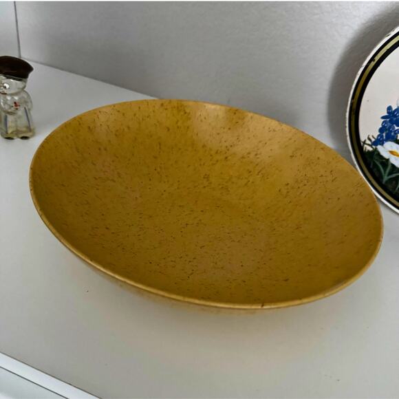Vintage Texas Ware Melamine Speckled Salad Bowl Mustard Yellow MCM Kitchen - Picture 4 of 10
